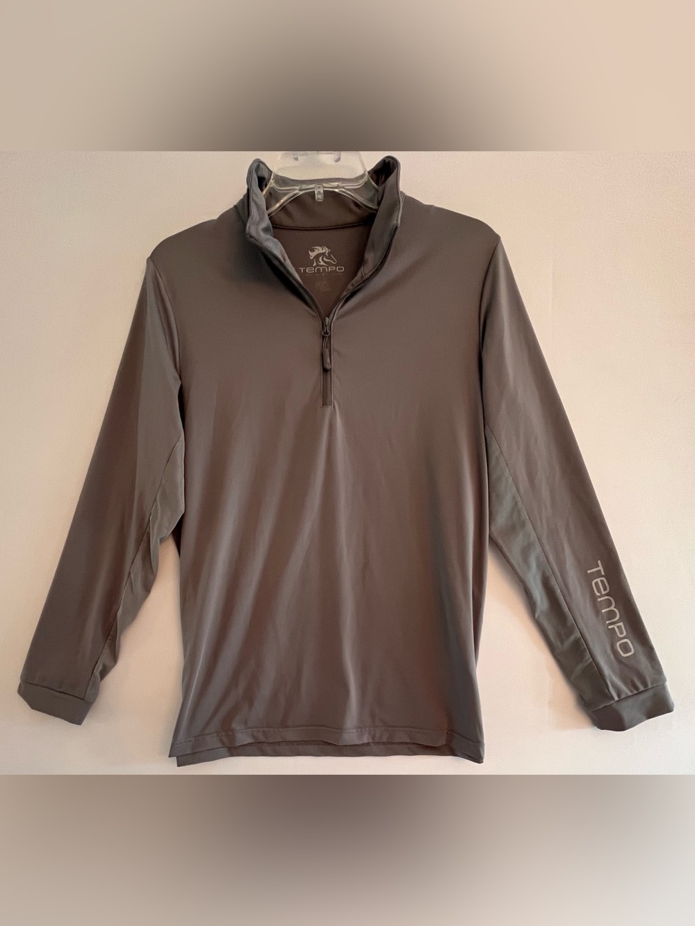 TEMPO Equestrian Grey Quarter-Zip Long Sleeve Sun Shirt Top L